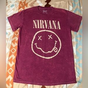 Nirvana red acid wash band shirt M NEW